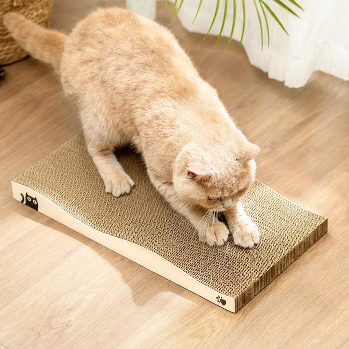 Котячий когтетоп з коробкою та 4 змінними шарами когтеточки - великі меблі для котів з міцного гофрокартону, двосторонні когтеточки з наклейками DIY - лежанка для котів у квартирі, захист меблів, великий розмір