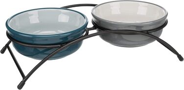 Миска для собак TRIXIE Eat on Feet, Petrolblau/Hellblau/Grau/Hellgrau, 2 x 1.6 л, ø20 см