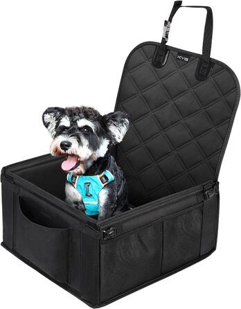 Автокрісло для собак KYG - Стабільне, водонепроникне, неслизьке та стійке до подряпин - для собак малого та середнього розміру - на переднє та заднє сидіння (Чорний) 6696