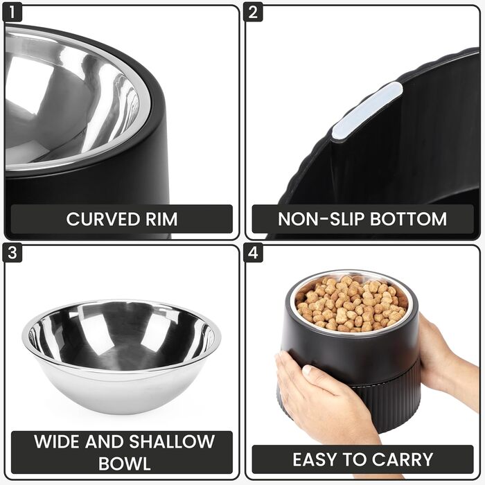 Станція для годування Belle Vous з висувними мисками для собак - 400 мл, миска з нержавіючої сталі з антиковзним підйомником - для великих/маленьких/середніх собак та котів