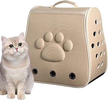 Сумка-переноска для тварин: дихаюча переноска для котів та собак | Легка, легко очищувана, міцна (Хакі)