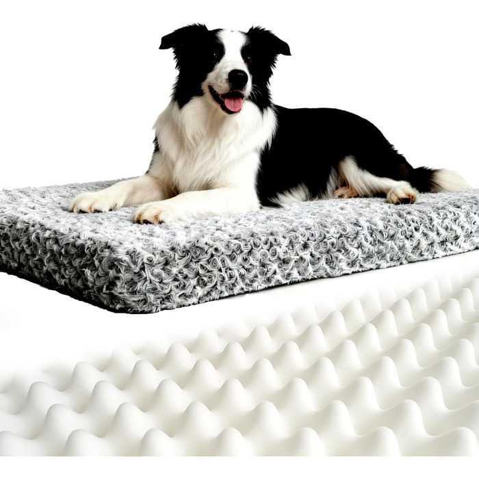 Ортопедичне ліжко для собак 90x70x8 см, середнього розміру. Зручна лежанка для собак та котів з memory foam, антиковзаюче дно, можна прати. Сірий колір.