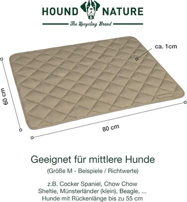 HOUND & NATURE Еко ковдра для собак Davos – м'який та утеплений килимок для собак, гігієнічна, міцна та екологічна термоковдра, машинне прання, розмір М (80x60 см), колір тауп