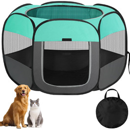 Клітка-біговий вольєр для цуценят та тварин, складана, 110x110x60 см, зелена