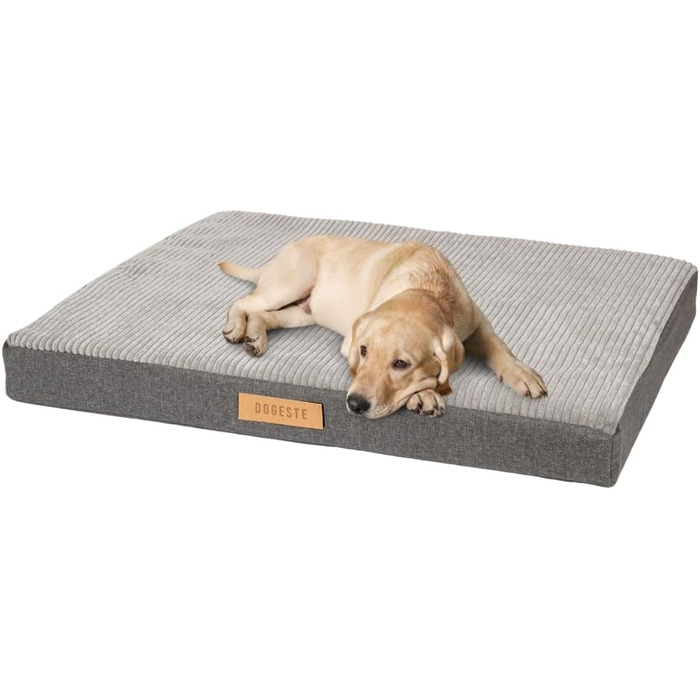 Ортопедичне велике ліжко для собак, подушка для собак, матрац для собак з пральною наволочкою, щадяще для суглобів, собаче ліжко/матрац з можливістю гравіювання імені (сірий, L 90 см x W 70 см x H 10 см)