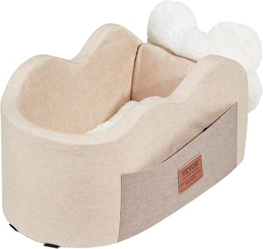 Автомобільне ліжко для собак VEVOR, водовідштовхувальне, з ручками та кишенею, безпечний поводок, наповнювач PP-бавовна (Світло-коричневе, Extra Small)