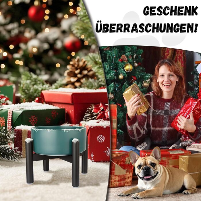 Підвищена годівниця для собак, керамічна миска для корму з нержавіючою підставкою - для маленьких та середніх собак, діаметр 15,5 см, об'єм 850 мл, білий колір