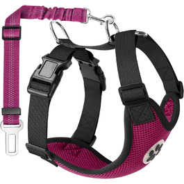 Автомобільний безпечний поводок для собак Lukovee: регульований, м'який, дихаючий, з кріпленням для авто, рожевий