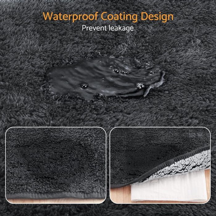 Водонепроникний килимок для собак 100x120 см (40x47 дюймів) - м'який, пухнастий, машинного прання, для собак середніх порід до 16 кг, чорно-білий, для дому та вулиці