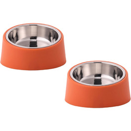 Миска для собак та котів Fuwok, нахилена під кутом 15°, знімний, неслизький, антивитікаючий дизайн, 2 шт. (Червоний, S)
