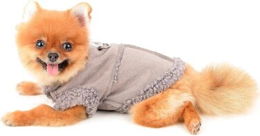 Тепла куртка для собак та котів SMALLLEE_LUCKY_STORE з флісовою підкладкою, зимовий одяг з кільцем D, для маленьких собак, чихуахуа, йоркширських терьєрів, тепла куртка сірого кольору, розмір L