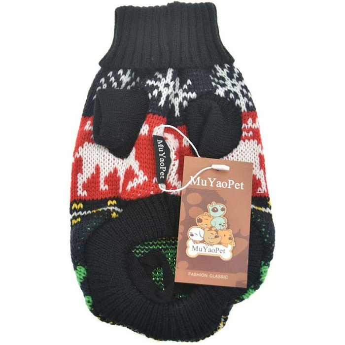 Теплий зимовий светр для собак на Новий рік з оленем, чорного кольору, розмір S (обхват грудей 34,8 см), для дрібних та середніх порід (Даксель)