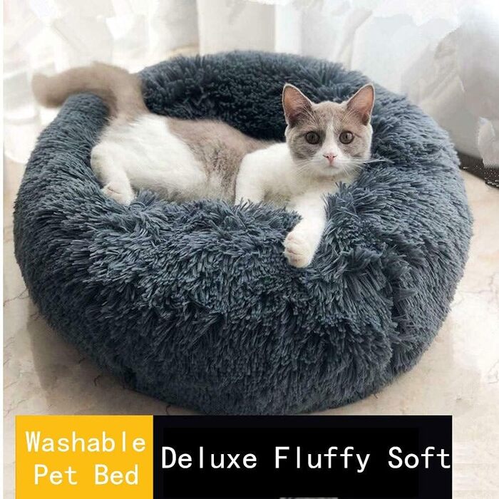 Кругла м'яка ліжко-софа для собак та котів, XXL (100 см), чорний/рожевий