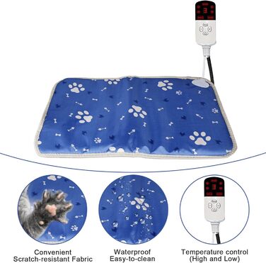 Електрична грілка для тварин з таймером 45x70 см, вологостійка, постійна температура, регульована, з цифровим дисплеєм для новонароджених та літніх тварин