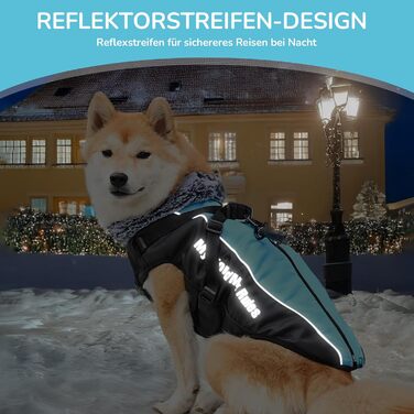 Водонепроникний теплий зимовий одяг для собак ALLSOPETS - куртка з світловідбиваючими смугами, тепла жилетка для холодної погоди (Himmelblau, 2XL)