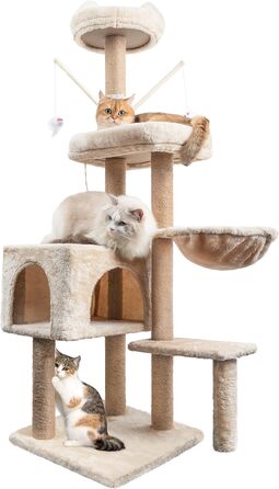 Кліматичний комплекс для котів Kratzbaum 145 см: кігтеточка, ігровий центр, платформа, лежанка, печера, сизаль, бежевий