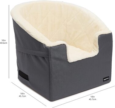 Підвищена автосидіння для тварин Amazon Basics, великий розмір, 45,7 x 55,8 x 40,6 см (сірий, маленький)