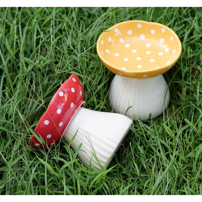 Підвищена годівниця для котів RESVUGA з милим дизайном, безпечна керамічна годівниця для котів та маленьких собак (жовта)