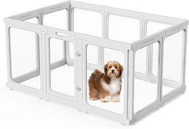 Кія для цуценят SISKEYCOOC 60 см з акрилового пластику, прозорий, з дверцятами, для собак середніх та маленьких порід, легкий у догляді, для дому, 10 шт. Білий, 9+1, висота 60 см