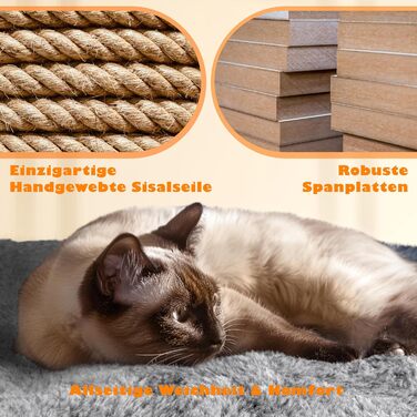 Yaheetech Когтеточка для котів 158 см, великий ігровий комплекс, стійкий котячий будиночок з платформою та нішами, світло-сірий