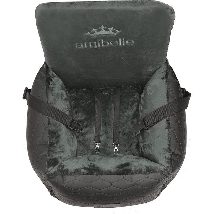 Автокрісло для собак та котів Bella Schwarz, чорне, з штучної шкіри, 55x55 см, універсальне, миється