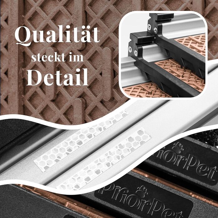 Рампа для собак у машину Klappbar - Складана, стабільна, протиковзка, для автомобілів та SUV до 90 кг, телескопічна алюмінієва рампа, з світловідбиваючими смугами, кріпильний кліп, для великих собак