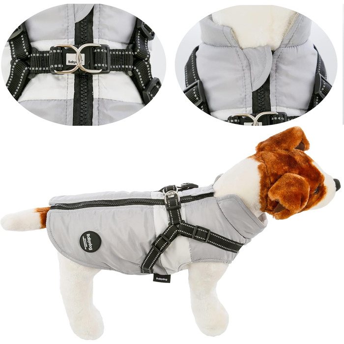 Тепла куртка для собак, зимова жилетка для малих та середніх собак, пуловер для собак, вітронепроникна жилетка з кільцем для повідка, сірий колір, розмір M