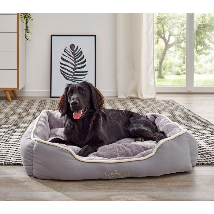 Лежак для собак і котів Dehner Sammy, 90x70x20 см, поліестер, сірий