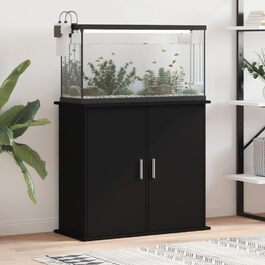 Тумба для акваріума Mengtu, чорна, 81x36x73 см, 4 відсіки, двері, деревостружкова плита
