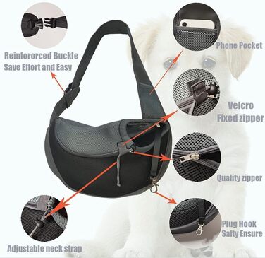 Сумка-переноска для собак та котів, чорна, з дихаючого матеріалу, складна, з регульованим ременем, для цуценят та малих тварин