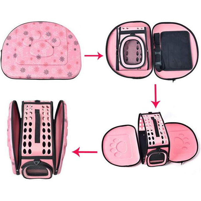 Транспортна переноска для собак та котів, рожева, середнього розміру. Зручна переноска для подорожей на відкритому повітрі. Дихаюча, комфортна переноска для тварин.