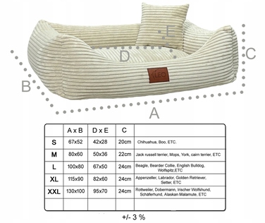Лежак для собак Leo4dog з вельвету, зі знімним чохлом для прання, колір Оливка, XL 115x90
