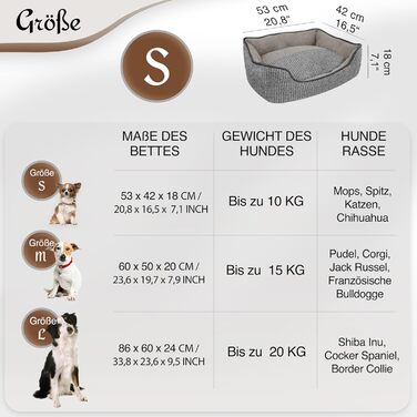 Ліжко для собак та котів Bluzelle, корзина для собак, диванчик для собак, подушка для собак, ліжко для котів, подушка для котів, миється, не слизьке, знімний коврик, плюшеве, тепле, розмір S, сірий - 53x42x18 см