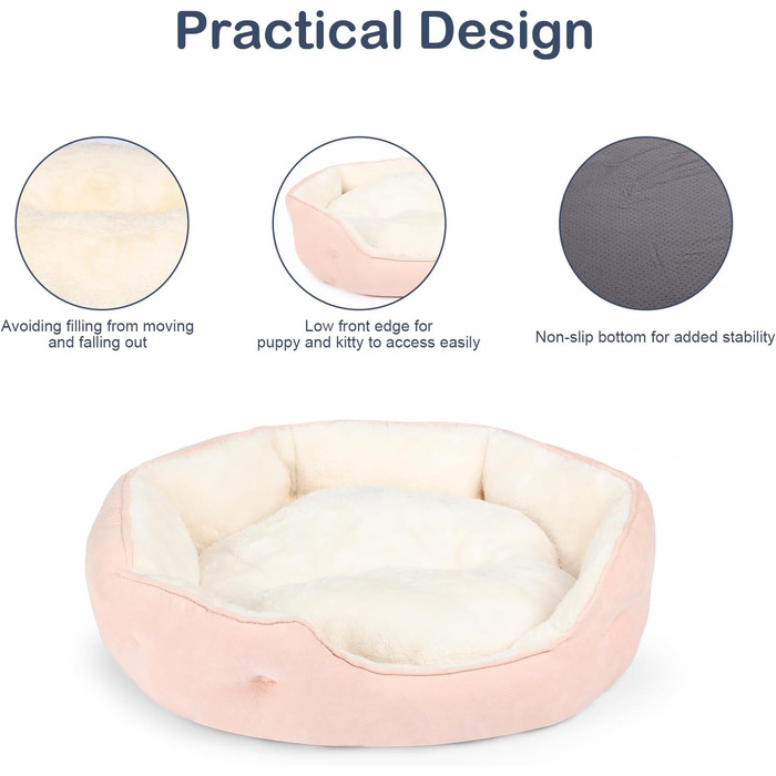 Кругле ліжко для котів та цуценят, 50.8 см. Зручне, з неслизьким дном та знімним подушкою. Підходить для домашніх тварин.