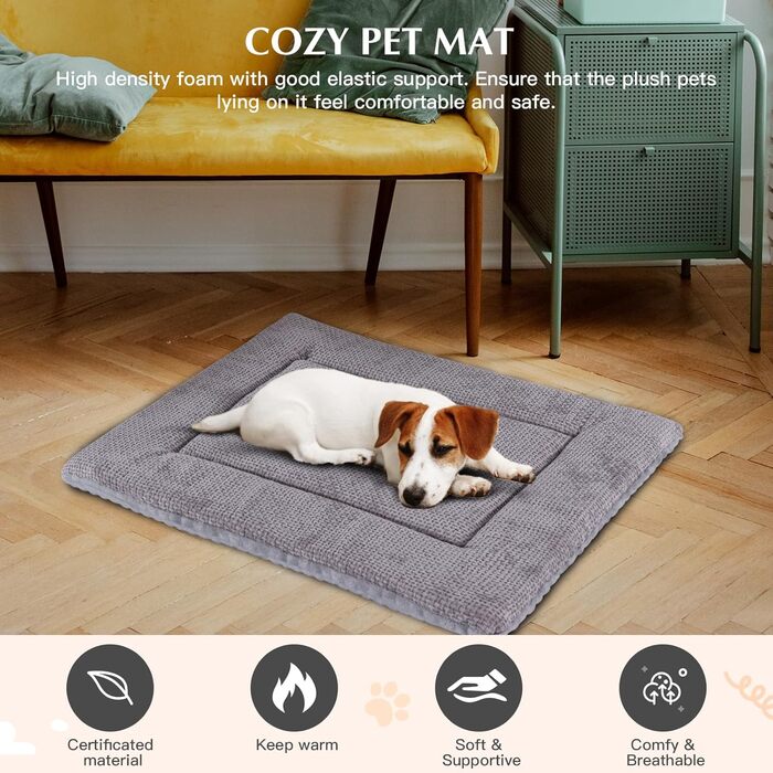 Килимок для собак, миючий, м'який, для маленьких, середніх та великих собак, сірий, 90x70 см (XZ016)