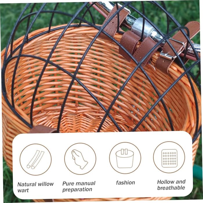 Велосипедний кошик для собак та котів – безпечний, знімний, з плетеним кошиком, 11 x 8 x 9,8 x 13 см