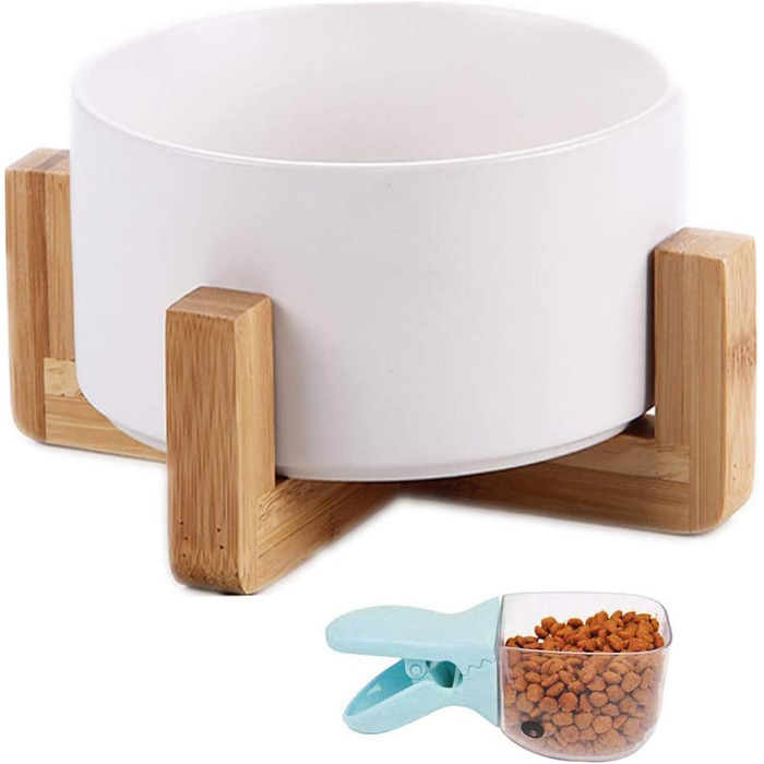 Керамічні миски для собак та котів з дерев'яною підставкою | VIKEDI | Керамічні миски для корму та води для тварин