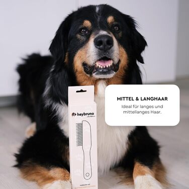 Гребінець для собак HeyBruno з обертовими металевими зубцями, для довгошерстих та великих собак, з дерева