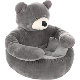 М'яке ліжко для кота та собаки: кругла плюшева ліжечко для тварин, знімна та миється, 60 см, сірого кольору