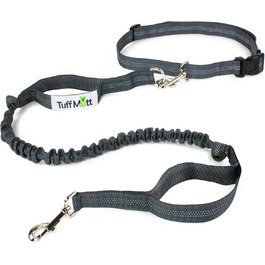 Tuff Mutt повідок для бігу з собакою, міцний двохручний біговий повідок-амортизатор 1,2 м з відбиваючою стрічкою та регульованим поясом до 107 см