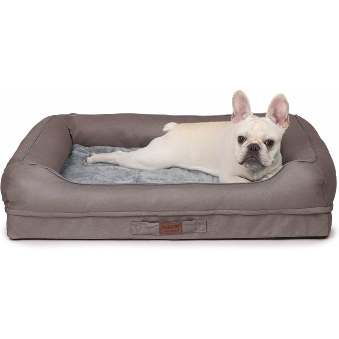 Лягушковий лежак для собак Raikou з знімним подушкою, м'який та пральний – місце для сну, подушка для собак, собаче ліжко, килимок для собак – високоякісне лежак для вашого вірного друга. (80 * 60 * 7 см), Колір: Коричневий