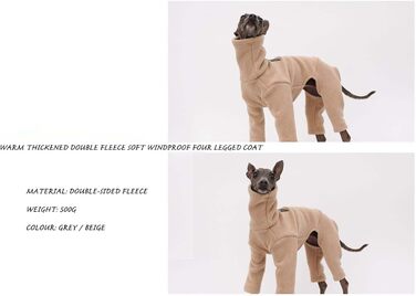 Теплий фланелевий халат для грейхаундів та віппетів: флісовий пуловер з ніжками, вітрозахисний халат з коміром-гетром, зимовий халат для собак маленьких, середніх та великих порід (Колір: Бежевий, Розмір: XX XXS Бежевий)
