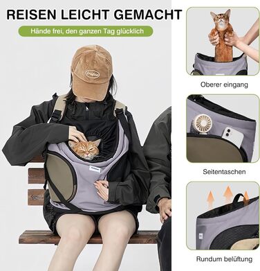 Рюкзак-переноска для собак та котів ALLSOPETS, рюкзак для тварин з інтегрованим ремінцем безпеки, ергономічний, дихаючий, для мотоцикла (блідо-ліловий)