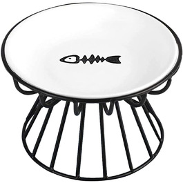 Підвищений годівниця для котів, кераміка, миска для котів з металевим підставкою, вода або корм для домашніх тварин, годівниці для котів, кошенят, цуценят та маленьких собак, придатна для миття в посудомийній машині