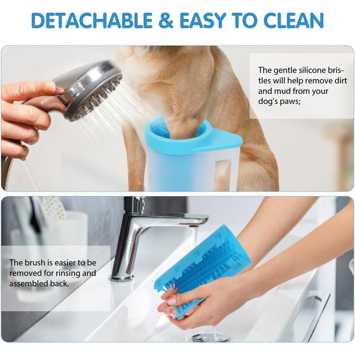 Очисник лап для собак і котів з силіконовою щіткою, великий об'єм