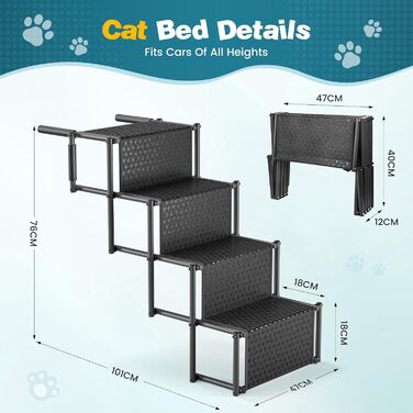Рампа для собак, автомобіля, складна, до 80 кг, антиковзаюча поверхня, алюмінієвий каркас, для SUV та великих собак