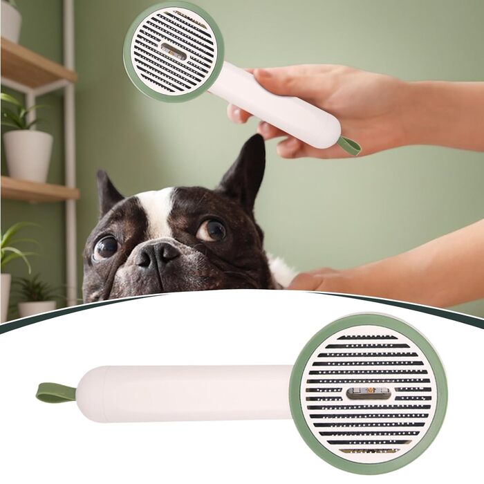 Гребінець Slicker для собак та котів | Гребінець для вичісування шерсті кошенят - Ергономічний, з UV-функцією, кнопкою випуску шерсті. Підходить для щоденного догляду за тваринами. Зелений (білий)