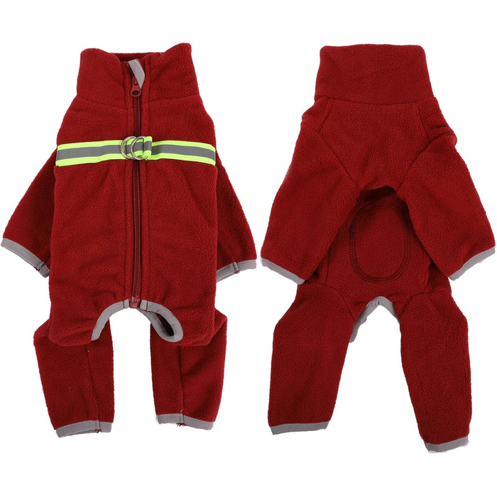 Теплий зимовий одяг для маленьких собак: теплий зимовий костюм, м'який фліс з світловідбиваючим блискавкою, комбінезон для собак, піжама для цуценят, костюм, одяг (Червоний, L)