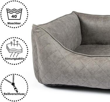 Ортопедичне ліжко для собак CopcoPet Hugo Velourlederoptik XXL (125 x 100 см) – вісколіжкова матрац для собак з знімним чохлом – неслизьке та легке у догляді – для великих собак, для здоров'я суглобів та стабільне