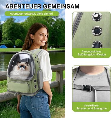 Рюкзак-переноска для котів та собак ALLSOPETS Bubble, до 7.5 кг, зелений